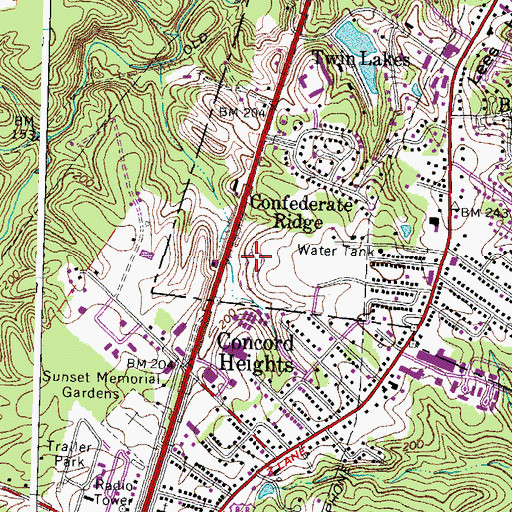 Topographic Map of Walker - Grant Middle School, VA
