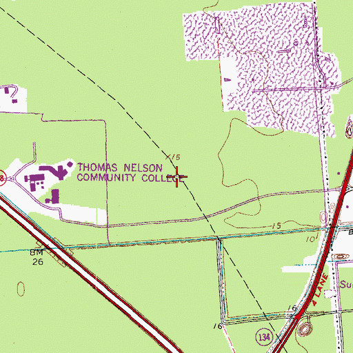 Topographic Map of New Horizons Regional Education Center - Butler Farm Campus, VA