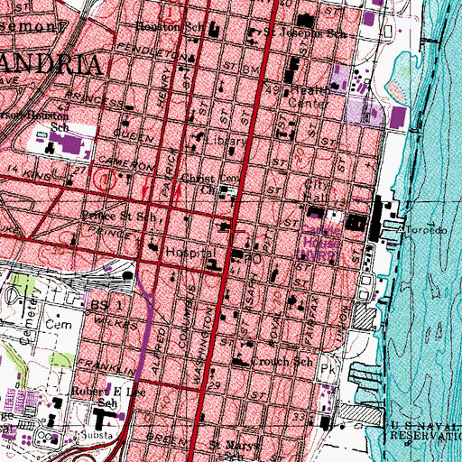 Topographic Map of Old Town Montesori School, VA