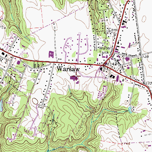 Topographic Map of Rappahannock Community College - Warsaw Campus, VA