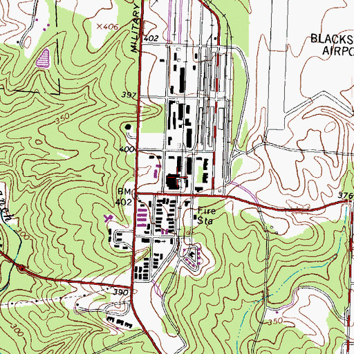 Topographic Map of Southside Community College - Pickett Park, VA
