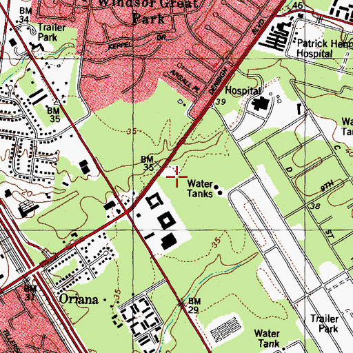 Topographic Map of Centura College-  Newport News Campus, VA