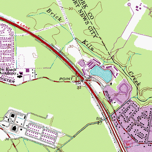 Topographic Map of Strayer University - Newport News Campus, VA