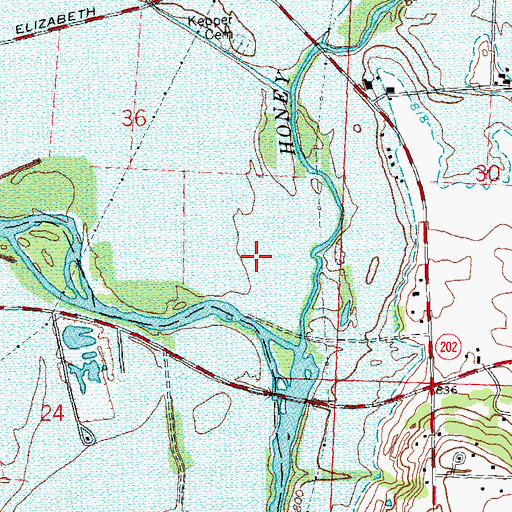 Topographic Map of Honey Creek Preserve, OH