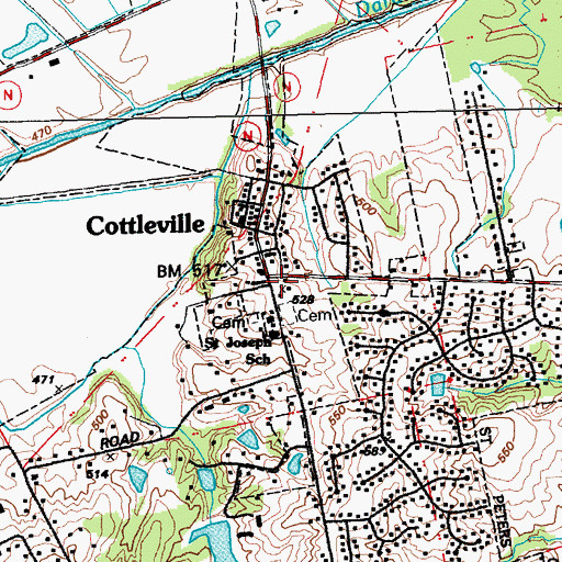 Topographic Map of Cottleville Community Fire Protection District Station 1 Headquarters, MO