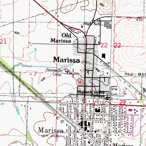 Topographic Map of Marissa Sewage Treatment Plant, IL
