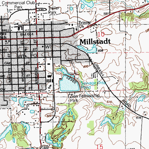 Topographic Map of Millstadt Sewage Treatment Plant, IL