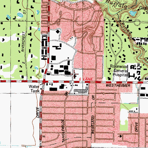 Topographic Map of Southwest Methodist Church, TX