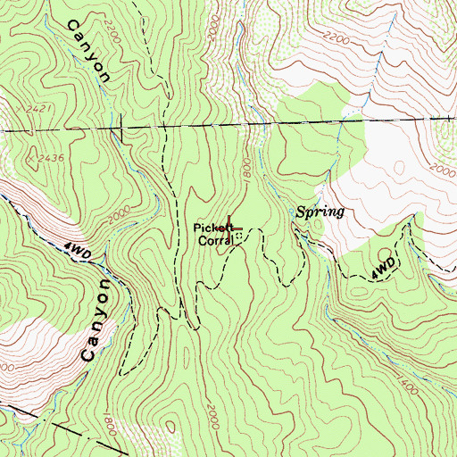 Topographic Map of Pickett Corral, CA