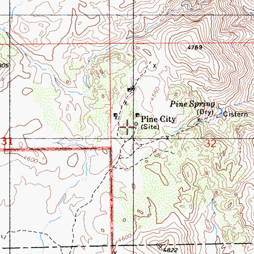Topographic Map of Pine City, CA