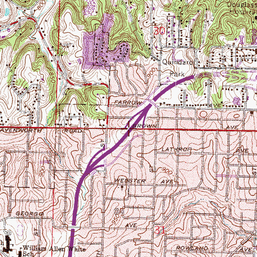 Topographic Map of Interchange 7, KS