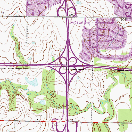 Topographic Map of Interchange 81, KS