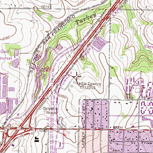 Topographic Map of Pine Ridge Business Park, KS