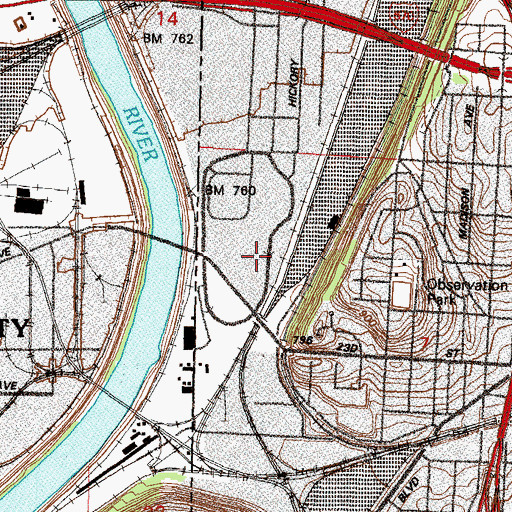 Topographic Map of American Royal Building, MO