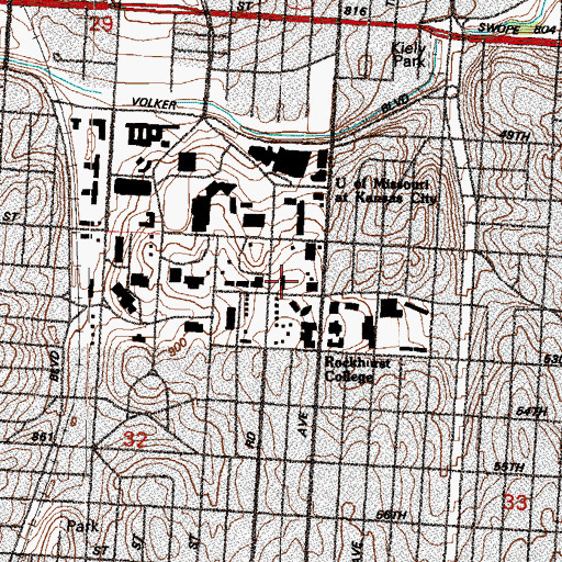 Topographic Map of Cockefair Hall, MO