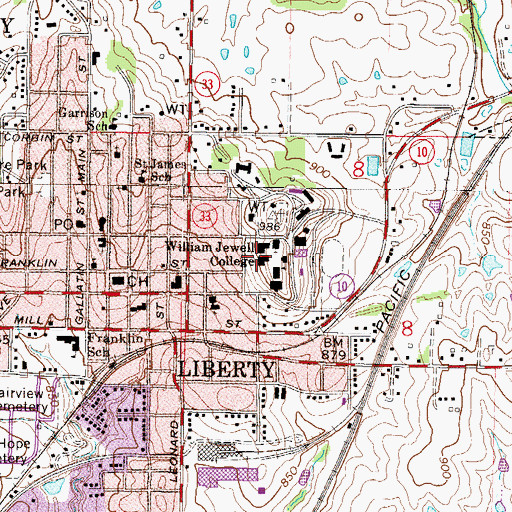 Topographic Map of Curry Library, MO