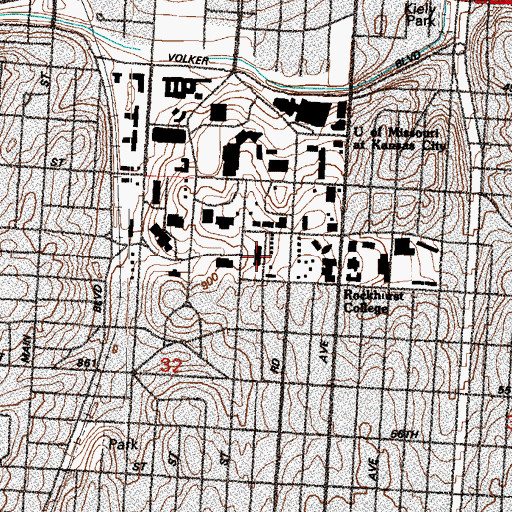 Topographic Map of Grant Hall, MO
