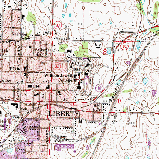 Topographic Map of Greene Hall, MO
