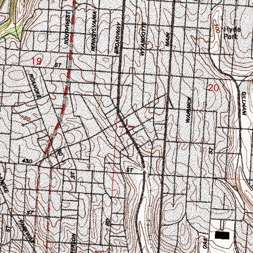 Topographic Map of Harris Kearney House, MO
