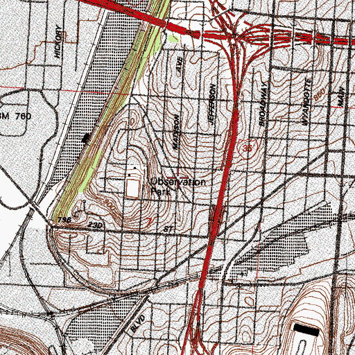 Topographic Map of I H Ruiz Branch Kansas City Public Library, MO