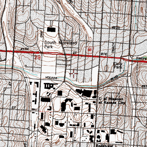 Topographic Map of Kauffman Foundation, MO