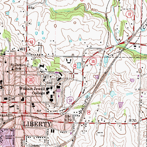 Topographic Map of Mabee Center, MO