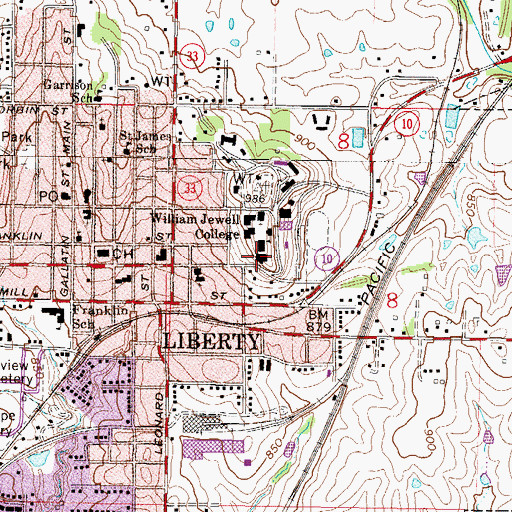 Topographic Map of Marston Hall, MO
