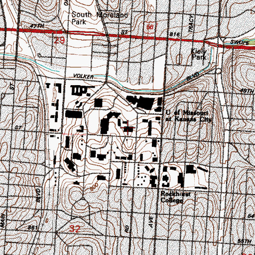 Topographic Map of Miller Nichols Library, MO