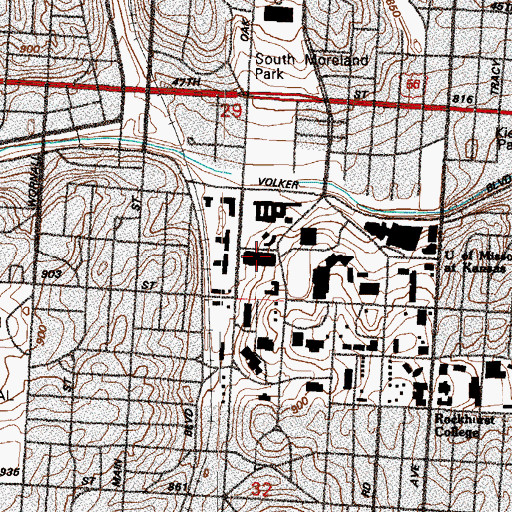 Topographic Map of Oak Street Parking Structure, MO