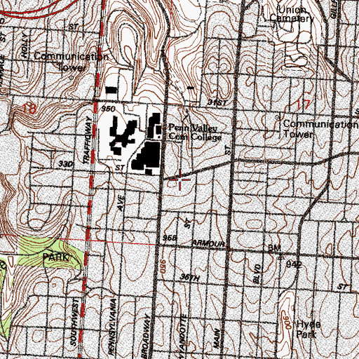 Topographic Map of Redemptorist Social Services Center, MO