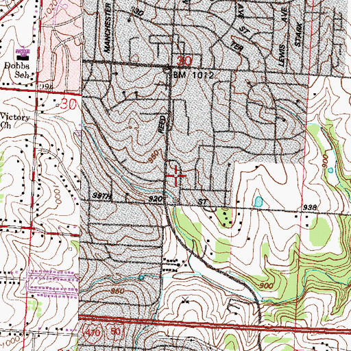 Topographic Map of Arborknoll Assembly Church, MO