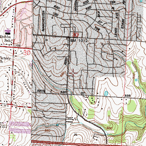 Topographic Map of Arborknoll Gospel Assembly Church, MO