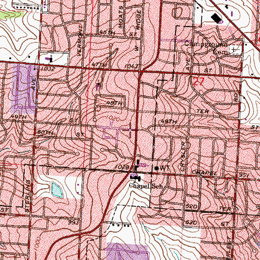Topographic Map of Ascension Lutheran Church, MO