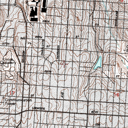 Topographic Map of Beacon Hill Church of the Nazarene, MO