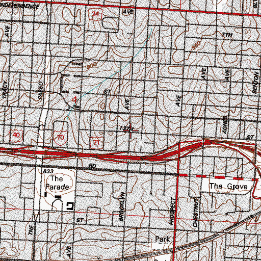 Topographic Map of Bethaney Baptist Church, MO