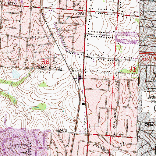 Topographic Map of Blue Ridge Baptist Temple, MO