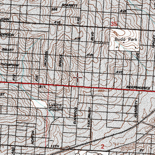 Topographic Map of Camino Verdad y Vida United Methodist Church, MO