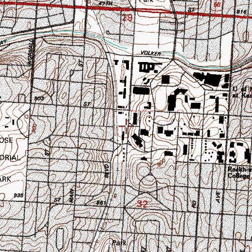 Topographic Map of Central United Methodist Church, MO