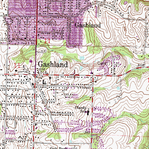 Topographic Map of Christ Church Unity North, MO