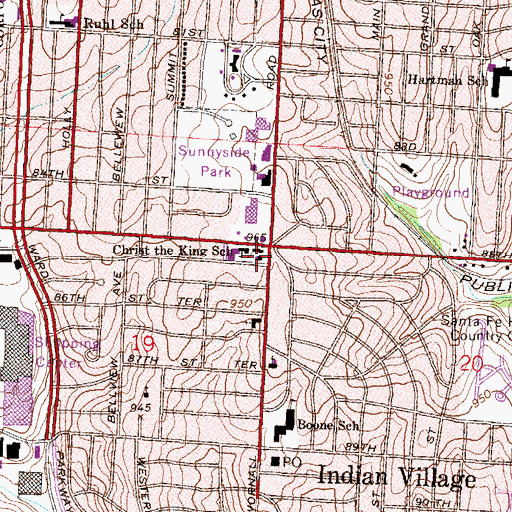Topographic Map of Christ the King Church, MO