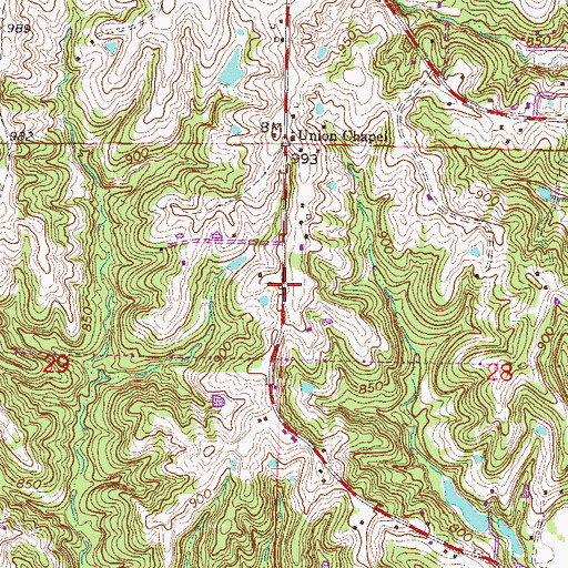 Topographic Map of Church of Christ of South Platte, MO