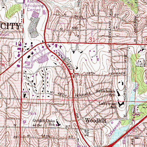Topographic Map of Church of the Good Shepherd, MO