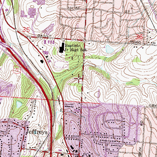 Topographic Map of Church of the Nazarene, MO
