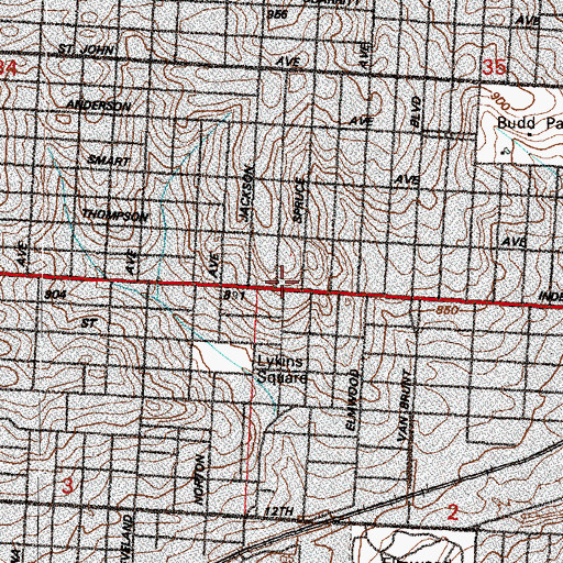 Topographic Map of Church of the Nazarene, MO