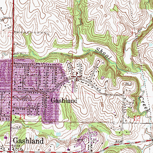 Topographic Map of Greater Monumental Baptist Church of Jesus Christ, MO