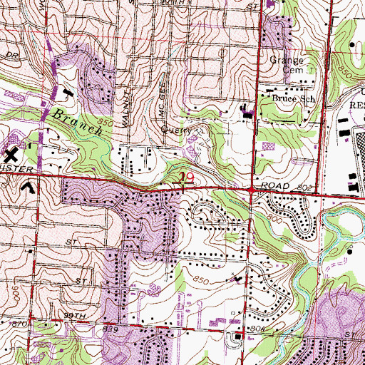 Topographic Map of Kansas City Bible Church, MO