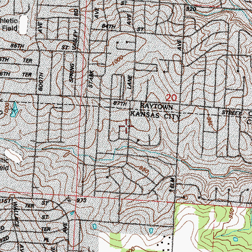 Topographic Map of Lane Avenue Baptist Church, MO