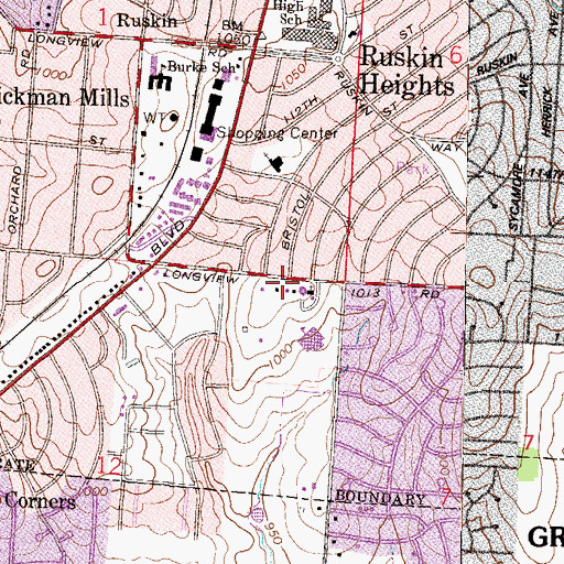 Topographic Map of Longview United Methodist Church, MO