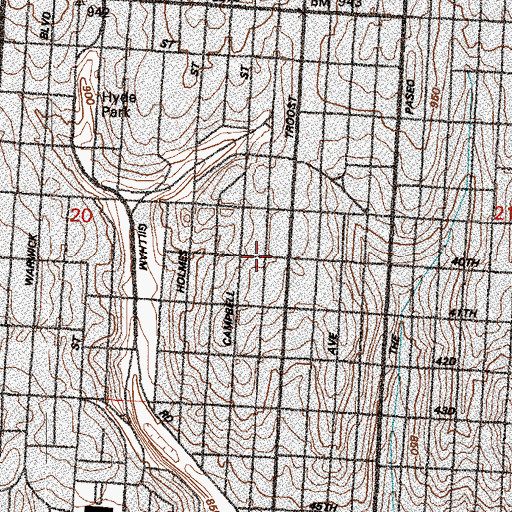 Topographic Map of Mount Olive Missionary Baptist Church, MO