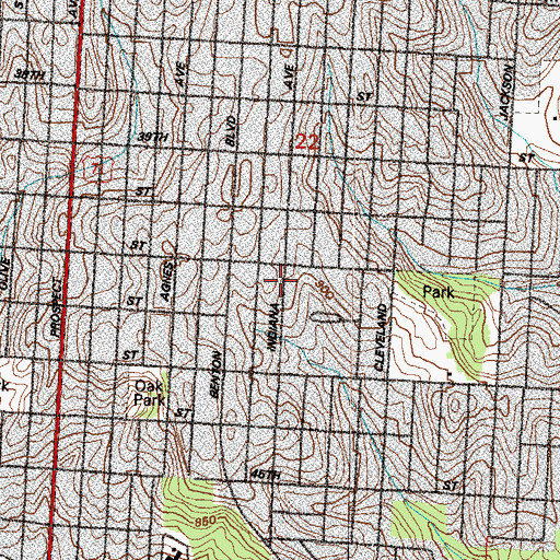 Topographic Map of Mount Tabor Missionary Baptist Church, MO